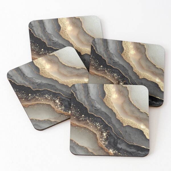 Item preview, Flowing Gilded Marble Art for Modern Luxury Bedroom designed and sold by Nine Lives Studio.
