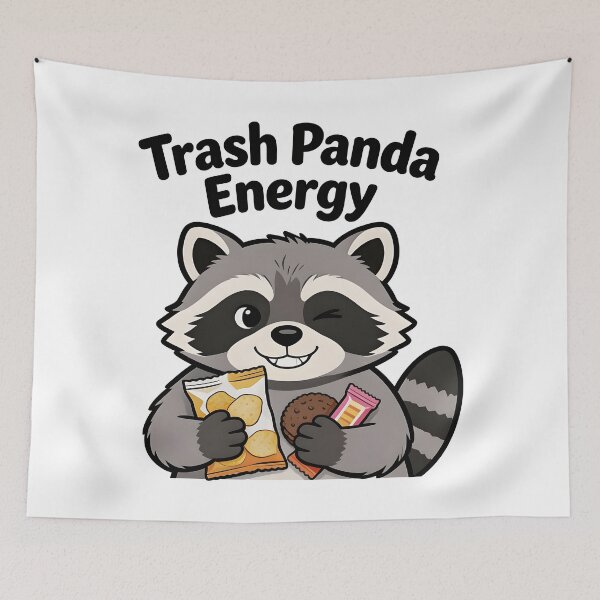 Item preview, funny spring Trash Panda Energy Funny Raccoon Cartoon T-Shirt designed and sold by Uglyandcute.