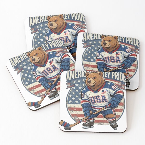 Item preview, USA Hockey American Ice Hockey Pride – Stars & Stripes Hockey Design Stickers designed and sold by MJOSTORE.
