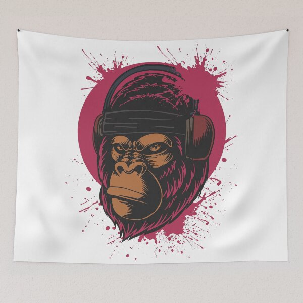 Item preview, Cool Gorilla with Headphones Street Art designed and sold by yuki-hana.