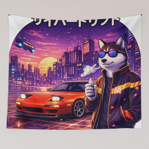 Item preview, Cyber Drift Wolf in a Neon Sunset City designed and sold by ELmestka.