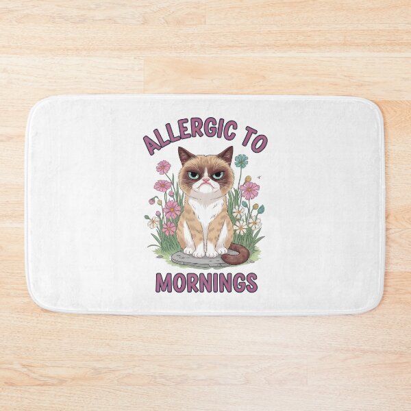 Item preview, spring Allergic to Mornings Funny Cat Cartoon T-Shirt designed and sold by Uglyandcute.