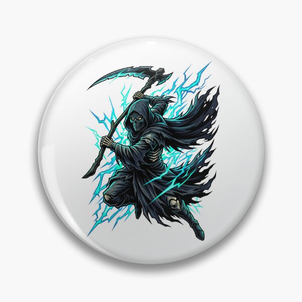 Item preview, Scary Grim Reaper Swinging Scythe Under Vivid Teal Lightning designed and sold by Tong4130.