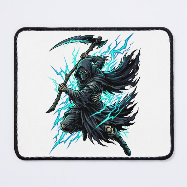 Item preview, Scary Grim Reaper Swinging Scythe Under Vivid Teal Lightning designed and sold by Tong4130.