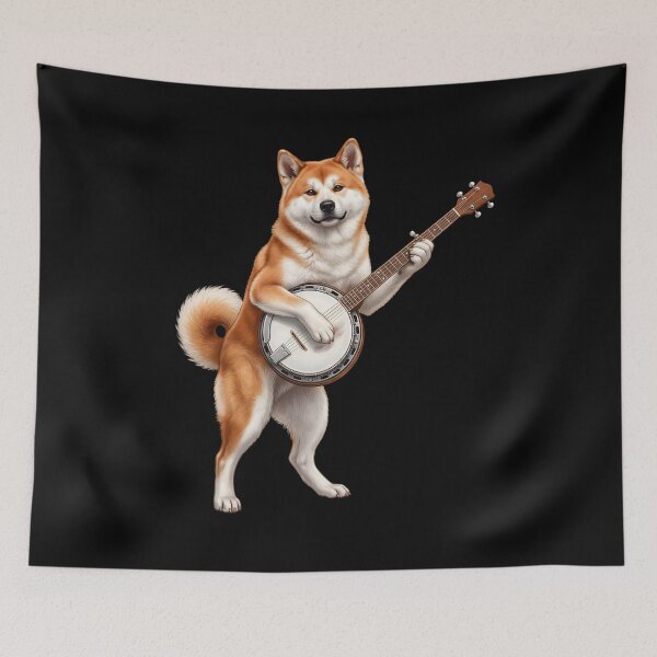 Item preview, Akita Playing Banjo Player Banjoist Dog Lover designed and sold by DoodleTortle.