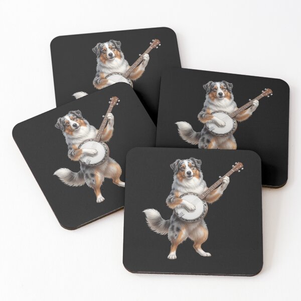 Item preview, Australian Shepherd Playing Banjo Player Banjoist Dog Lover designed and sold by DoodleTortle.