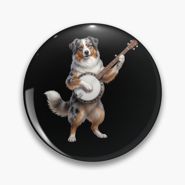 Item preview, Australian Shepherd Playing Banjo Player Banjoist Dog Lover designed and sold by DoodleTortle.