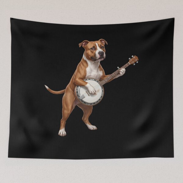 Item preview, American Staffordshire Terrier Playing Banjo Player Banjoist Dog Lover designed and sold by DoodleTortle.