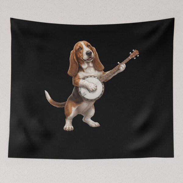 Item preview, Basset Hound Playing Banjo Player Banjoist Dog Lover designed and sold by DoodleTortle.