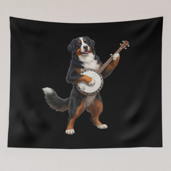 Item preview, Bernese Mountain Dog Playing Banjo Player Banjoist Dog Lover designed and sold by DoodleTortle.
