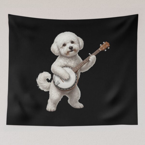 Item preview, Bichon Frise Playing Banjo Player Banjoist Dog Lover designed and sold by DoodleTortle.