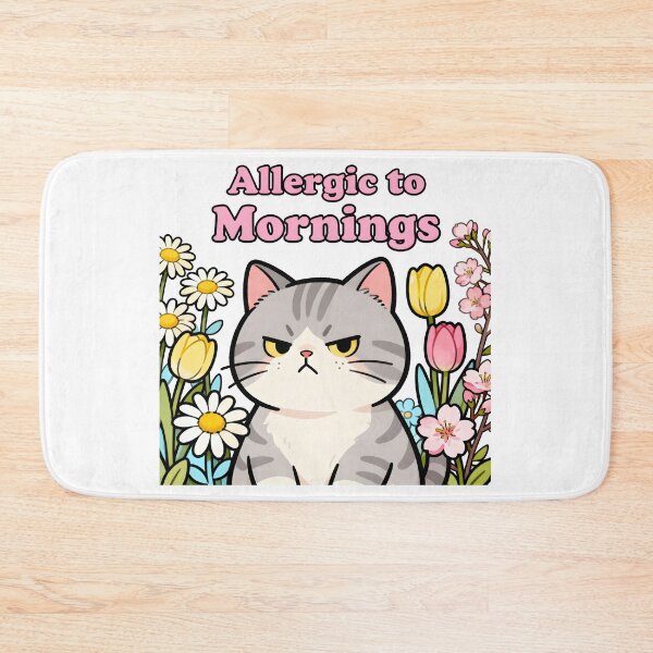 Item preview, spring Allergic to Mornings Funny Cat Cartoon T-Shirt designed and sold by Uglyandcute.