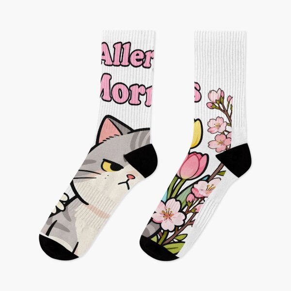 Item preview, spring Allergic to Mornings Funny Cat Cartoon T-Shirt designed and sold by Uglyandcute.