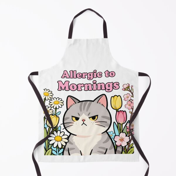 Item preview, spring Allergic to Mornings Funny Cat Cartoon T-Shirt designed and sold by Uglyandcute.