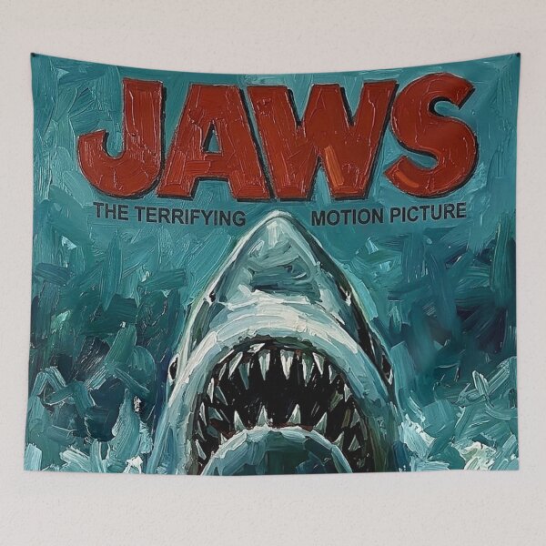 Item preview, The Deep Blue: Jaws Great White Impasto Movie Poster Tribute designed and sold by Art's Diner.