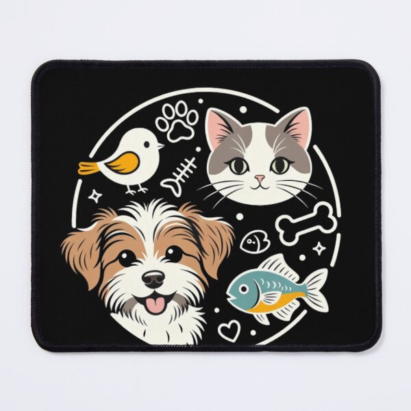 Item preview, Happy Pet Squad Circle - Cute Dog, Cat, Bird & Fish Illustration designed and sold by GenZFashion000.