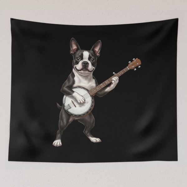 Item preview, Boston Terrier Playing Banjo Player Banjoist Dog Lover designed and sold by DoodleTortle.