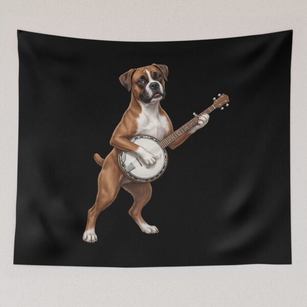 Item preview, Boxer Dog Playing Banjo Player Banjoist Dog Lover designed and sold by DoodleTortle.