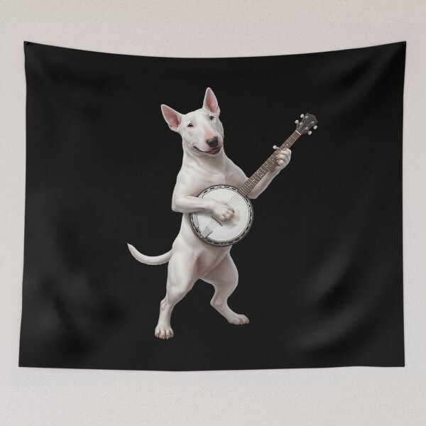 Item preview, Bull Terrier Playing Banjo Player Banjoist Dog Lover designed and sold by DoodleTortle.