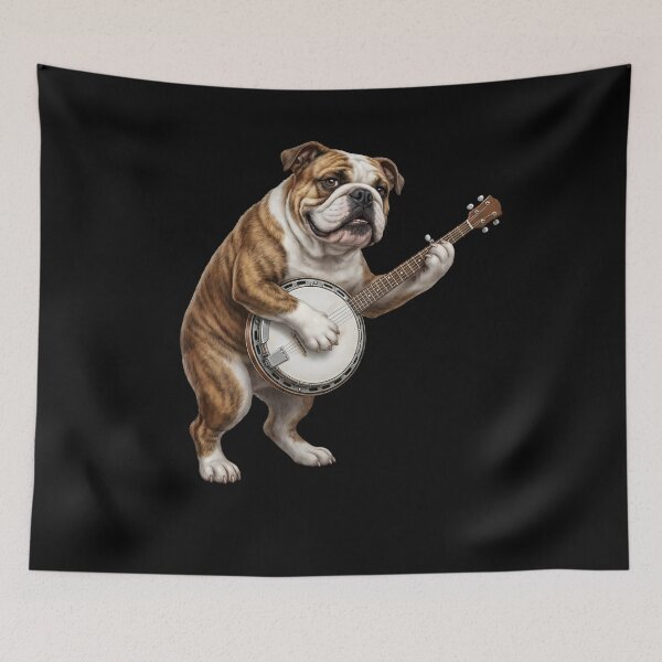 Item preview, Bulldog Playing Banjo Player Banjoist Dog Lover designed and sold by DoodleTortle.