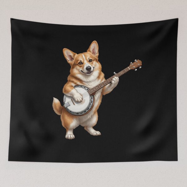 Item preview, Corgi Playing Banjo Player Banjoist Dog Lover designed and sold by DoodleTortle.