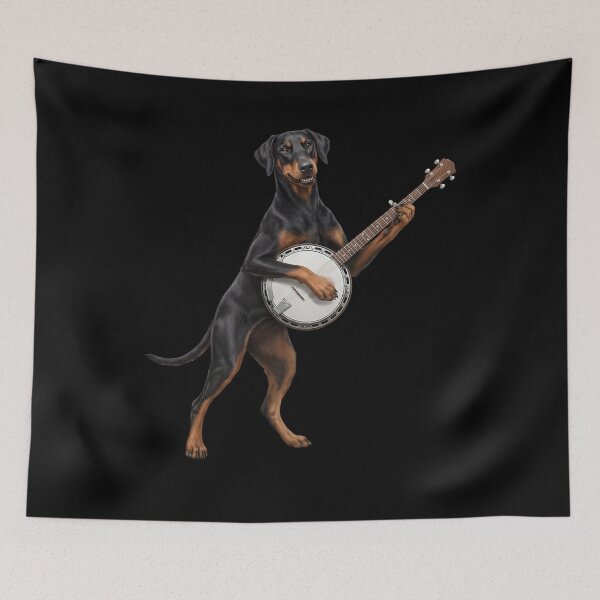 Item preview, Doberman Pinscher Playing Banjo Player Banjoist Dog Lover designed and sold by DoodleTortle.