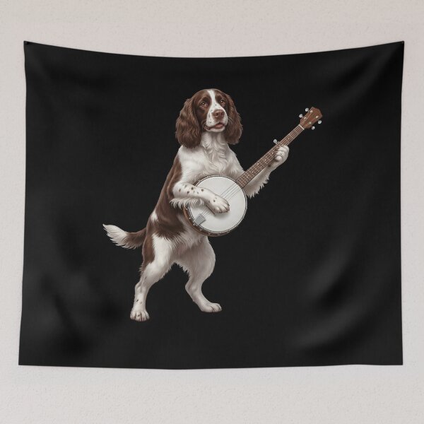 Item preview, English Springer Spaniel Playing Banjo Player Banjoist Dog Lover designed and sold by DoodleTortle.
