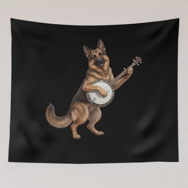 Item preview, German Shepherd Playing Banjo Player Banjoist Dog Lover designed and sold by DoodleTortle.