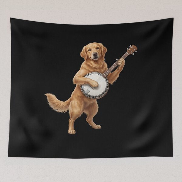 Item preview, Golden Retriever Playing Banjo Player Banjoist Dog Lover designed and sold by DoodleTortle.