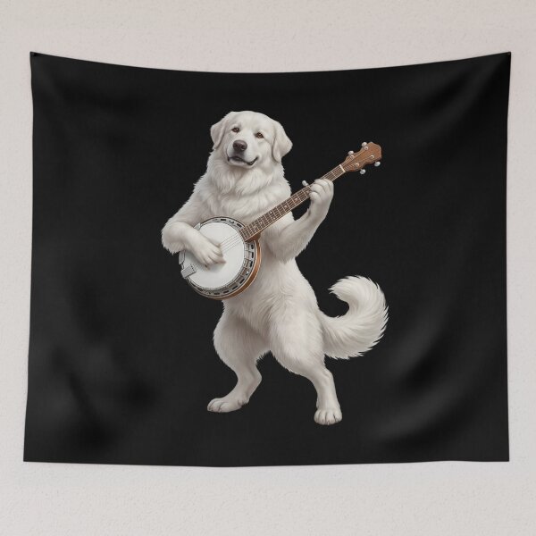 Item preview, Great Pyrenees Playing Banjo Player Banjoist Dog Lover designed and sold by DoodleTortle.