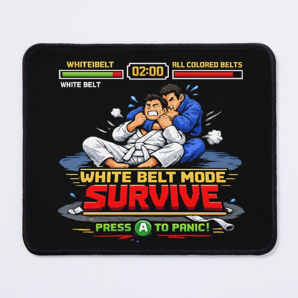 Item preview, Funny BJJ White Belt Mode Survive Retro Video Game Jiu-Jitsu designed and sold by MojaveTradePost.