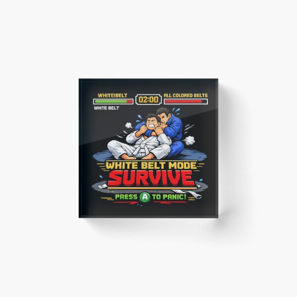 Item preview, Funny BJJ White Belt Mode Survive Retro Video Game Jiu-Jitsu designed and sold by MojaveTradePost.