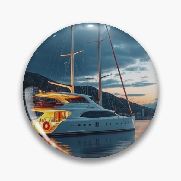 Item preview, Elegant Luxury Yacht Moored in Scenic Mediterranean Port designed and sold by Vida e Arte.