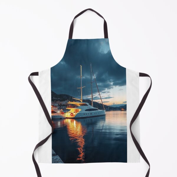 Item preview, Elegant Luxury Yacht Moored in Scenic Mediterranean Port designed and sold by Vida e Arte.