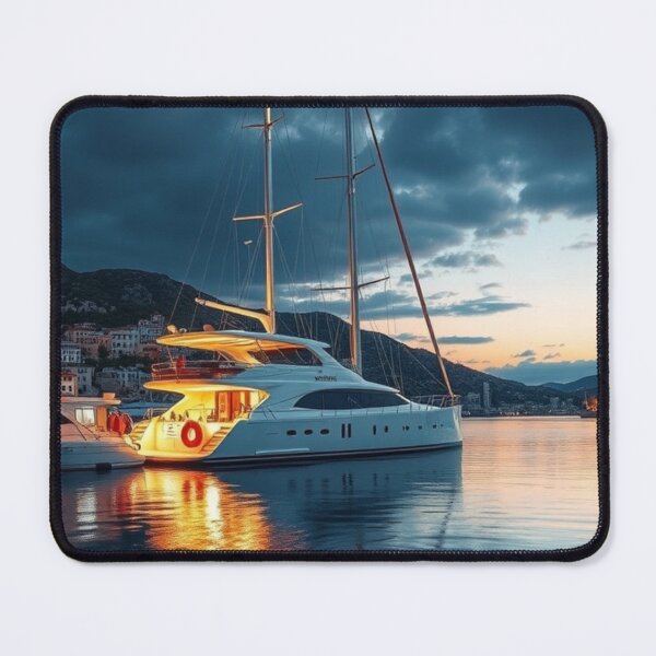 Item preview, Elegant Luxury Yacht Moored in Scenic Mediterranean Port designed and sold by Vida e Arte.