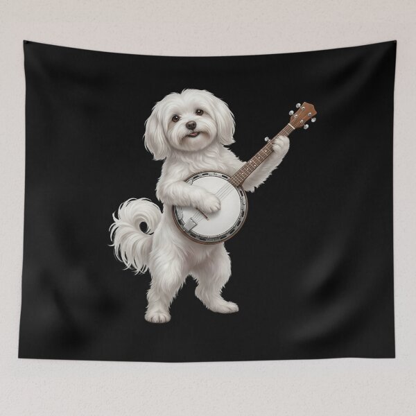 Item preview, Maltese Playing Banjo Player Banjoist Dog Lover designed and sold by DoodleTortle.