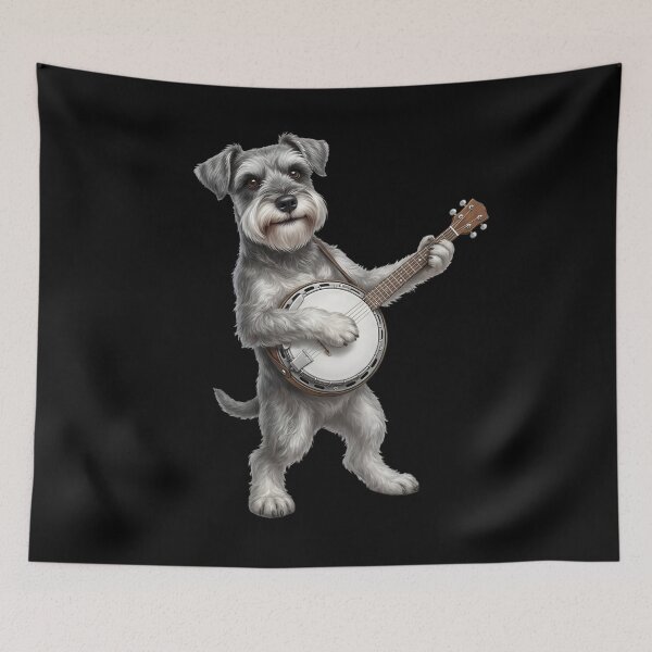 Item preview, Miniature Schnauzer Playing Banjo Player Banjoist Dog Lover designed and sold by DoodleTortle.