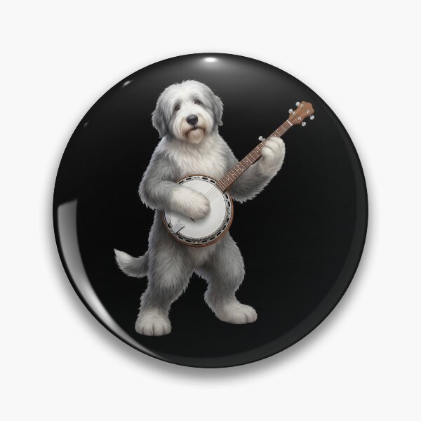 Item preview, Old English Sheepdog Playing Banjo Player Banjoist Dog Lover designed and sold by DoodleTortle.