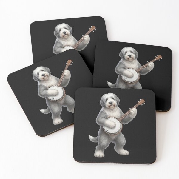 Item preview, Old English Sheepdog Playing Banjo Player Banjoist Dog Lover designed and sold by DoodleTortle.