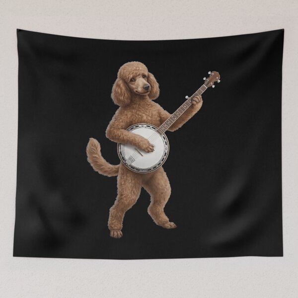 Item preview, Poodle Playing Banjo Player Banjoist Dog Lover designed and sold by DoodleTortle.