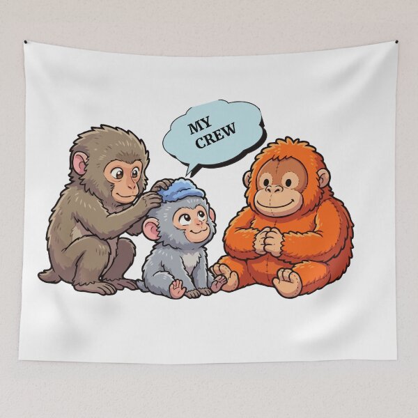 Item preview, My Crew Punch Monkey and Friends Chibi Illustration designed and sold by Custom Crest.