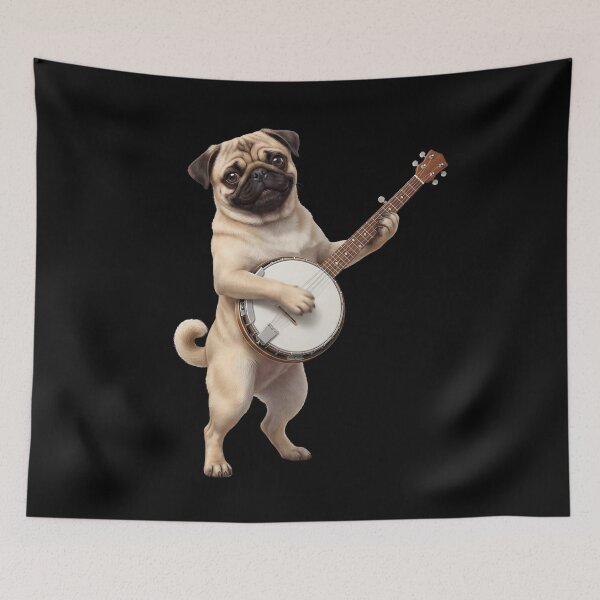 Item preview, Pug Playing Banjo Player Banjoist Dog Lover designed and sold by DoodleTortle.