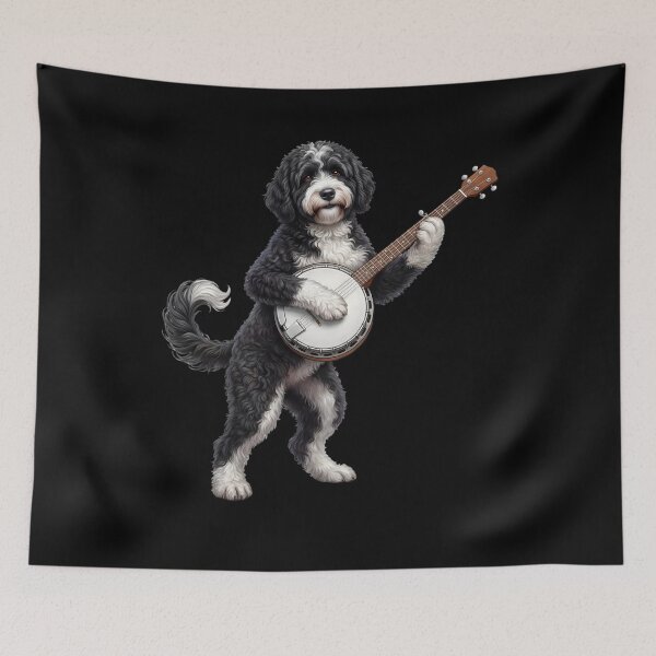 Item preview, Portuguese Water Dog Playing Banjo Player Banjoist Dog Lover designed and sold by DoodleTortle.