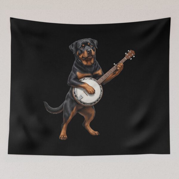 Item preview, Rottweiler Playing Banjo Player Banjoist Dog Lover designed and sold by DoodleTortle.