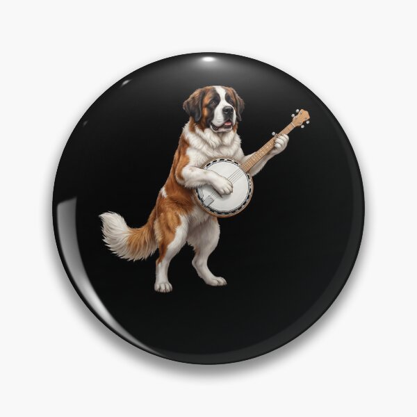 Item preview, Saint Bernard Playing Banjo Player Banjoist Dog Lover designed and sold by DoodleTortle.