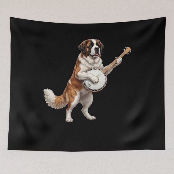 Item preview, Saint Bernard Playing Banjo Player Banjoist Dog Lover designed and sold by DoodleTortle.