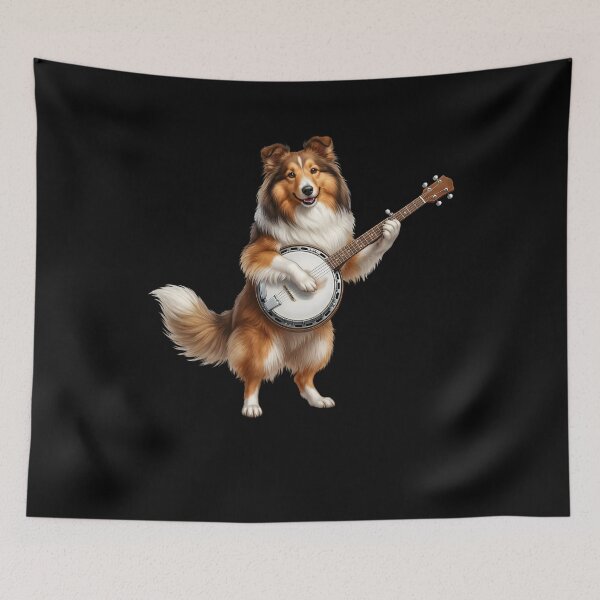 Item preview, Shetland Sheepdog Playing Banjo Player Banjoist Dog Lover designed and sold by DoodleTortle.