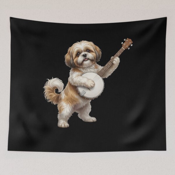 Item preview, Shih Tzu Playing Banjo Player Banjoist Dog Lover designed and sold by DoodleTortle.