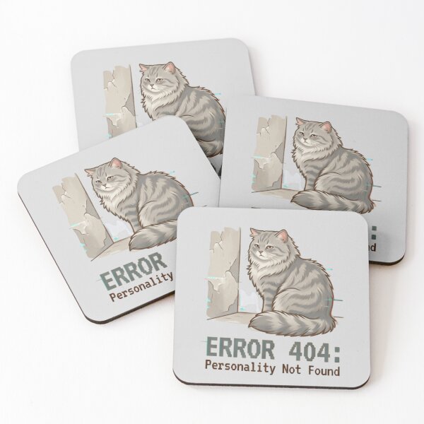 Item preview, ERROR 404 Personality Not Found Cat Shirt – Blank Stare Humor Tee & Sticker designed and sold by ZyxDes.