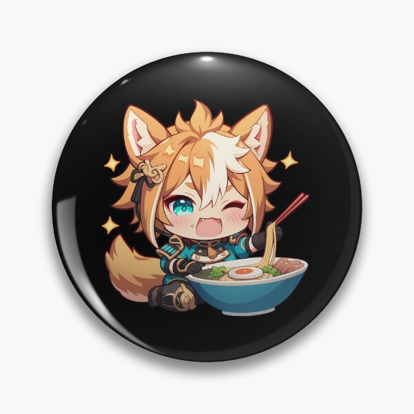 Item preview, Gorou Genshin Impact Chibi Kawaii Ramen Noodles Cheer designed and sold by mildaclairmo.